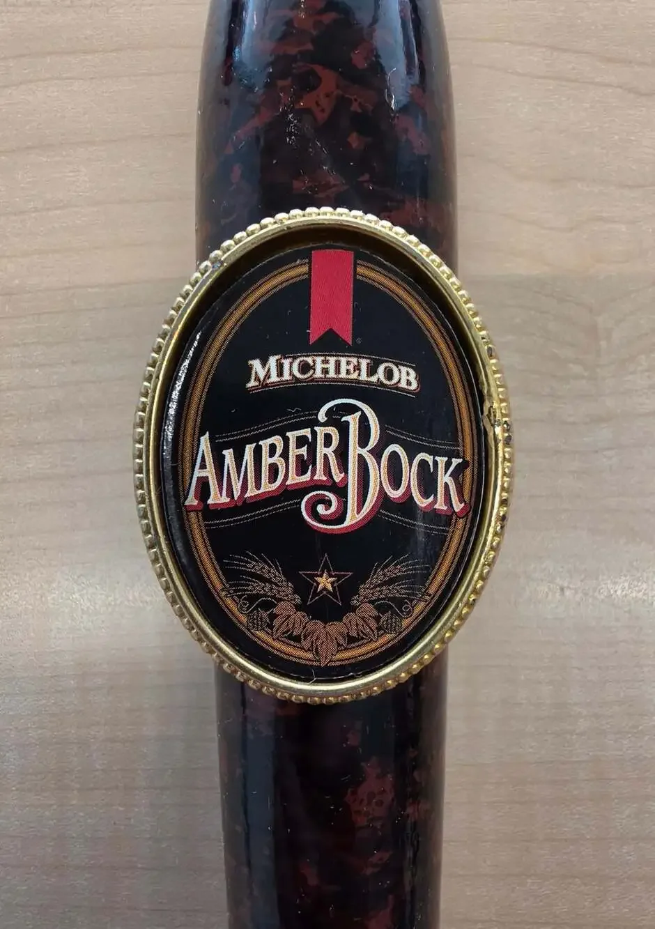 Michelob Amber Bock Beer Tap Handle Dark Wood Finish